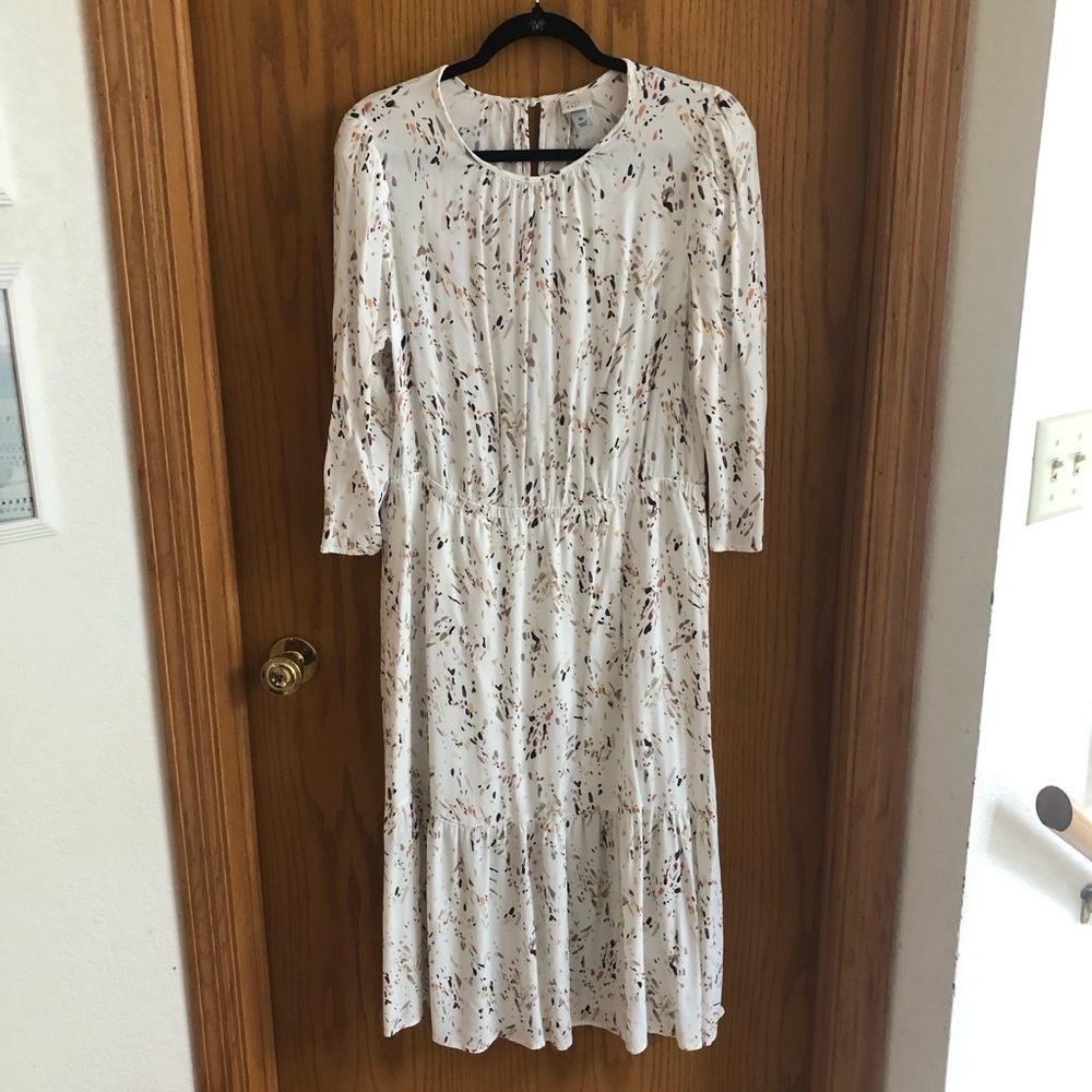 White midi 3/4 sleeve dress